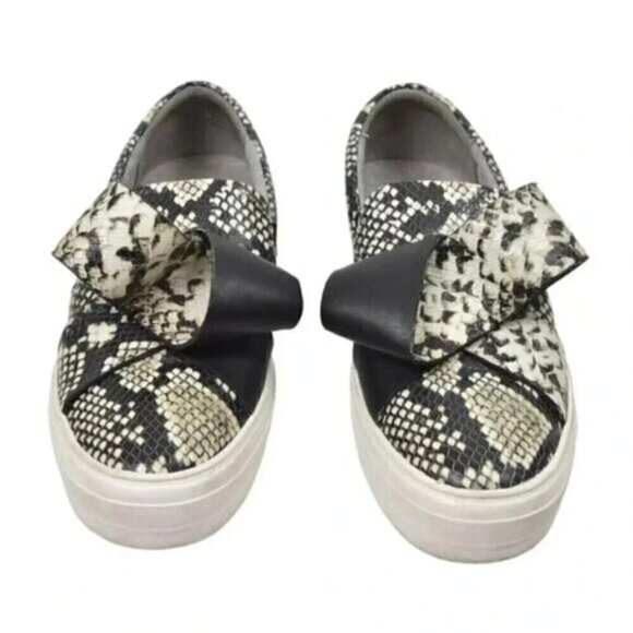 Nine West ODIENELLA Leather Reptile Print Platform Shoes Black Size 8.5 - Picture 2 of 14